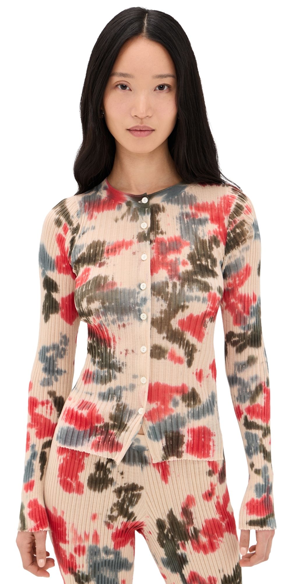 Rodebjer Cardi Tie Dye Top Red Multi XS
