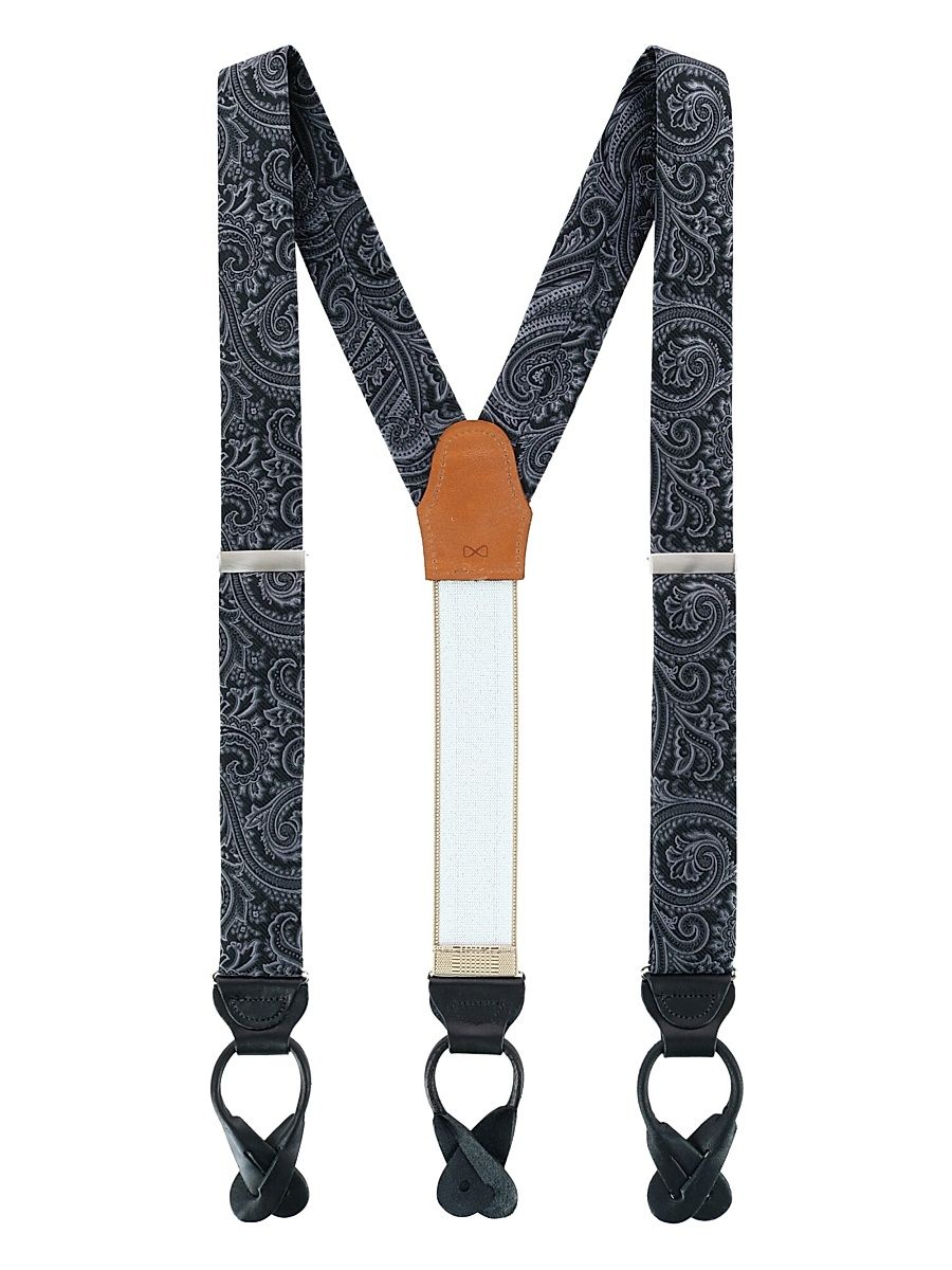 Men's Sobee Paisley Silk Suspenders - Black