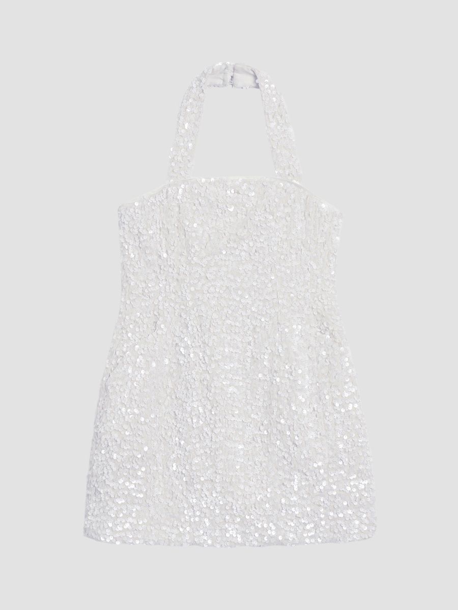 Girl's Little Girl's & Girl's Neville Sequined Halterneck Dress - White - Size 12