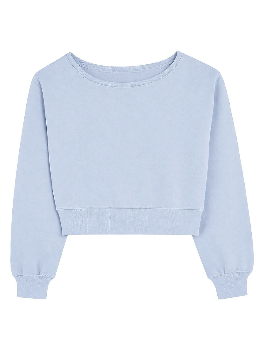 Girl's Tristan Vintage Off-The-Shoulder Crop Sweatshirt - Baby Blue - Size 14