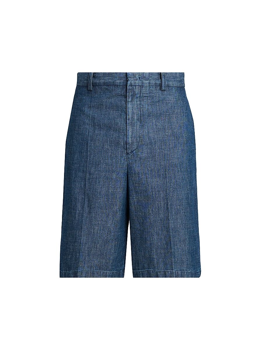 Men's Chambray Relaxed-Fit Trouser-Style Shorts - Indigo - Size 38