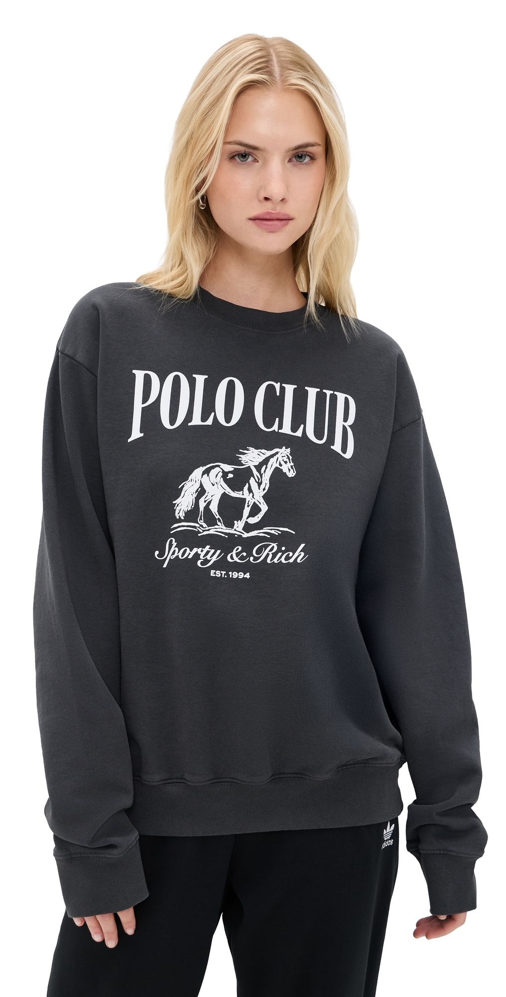 Sporty & Rich Stallion Crewneck Faded Black M