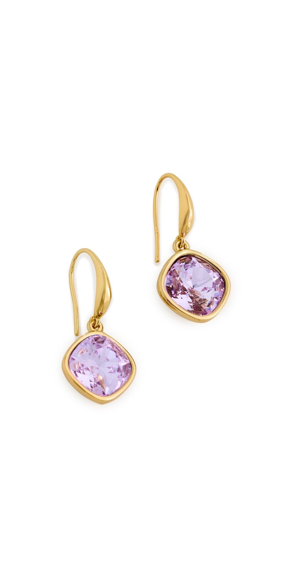 Kenneth Jay Lane Square Stone Earrings Gold/Violet One Size