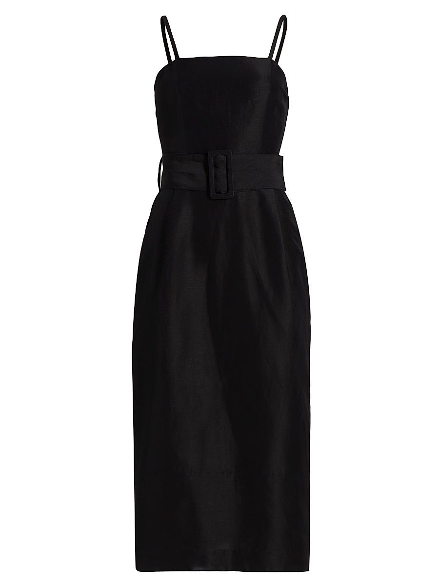Women's Artichoke Belted Midi-Dress - Black - Size 6