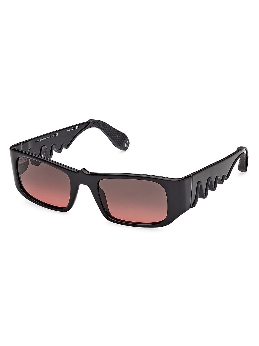 Women's Loubishark 53MM Rectangular Sunglasses - Black Smoke Red