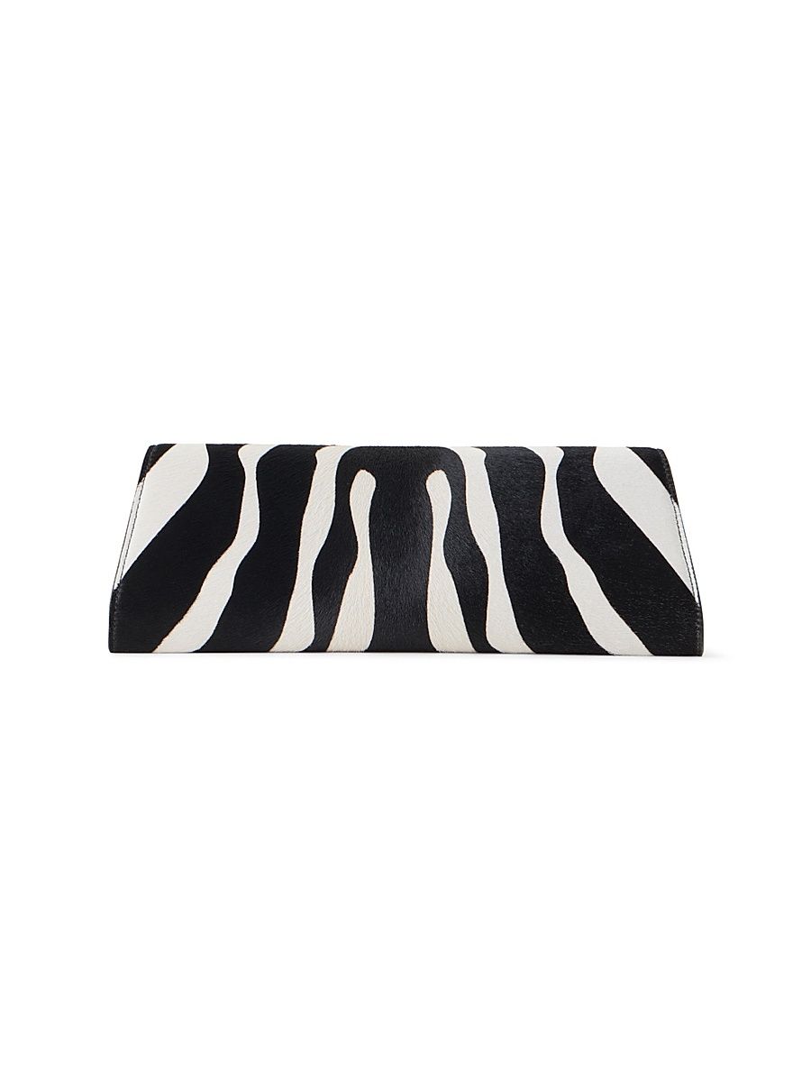 Women's Anouk Small Zebra-Print Calf Hair Clutch - Zebra Stripes Big