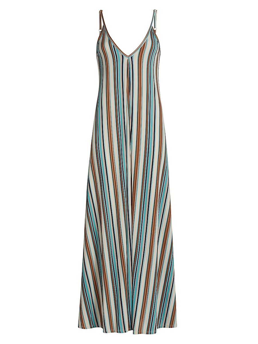 Women's Clara Striped Sleeveless Maxi Dress - Beach Blue Stripe - Size XS