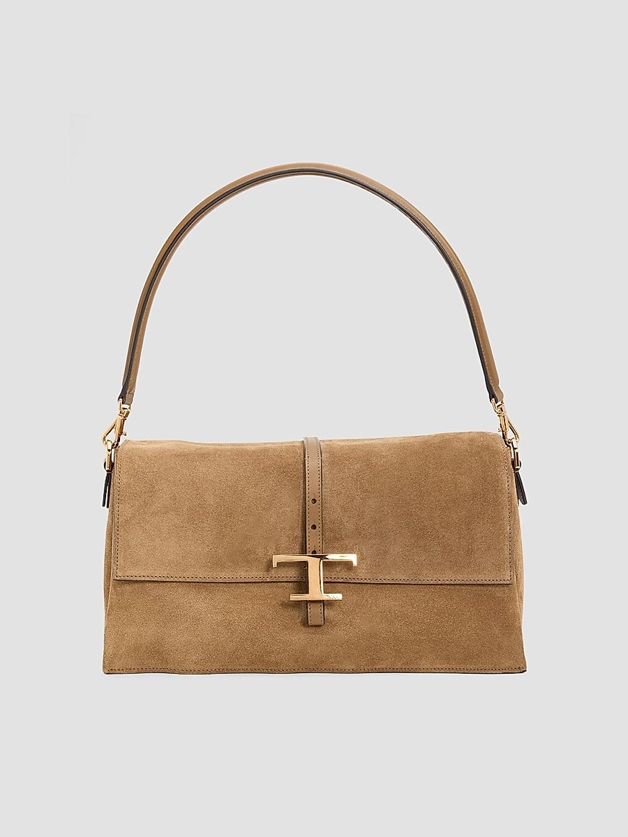 Tod's Women's T Timeless Suede Flap Bag - Castoro Sepia