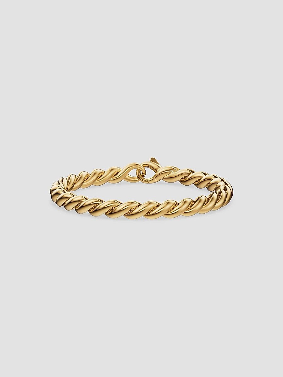 David Yurman Women's Sculpted Cable Chain Bracelet in 18K Yellow Gold, 5.7MM - Gold - Size Medium