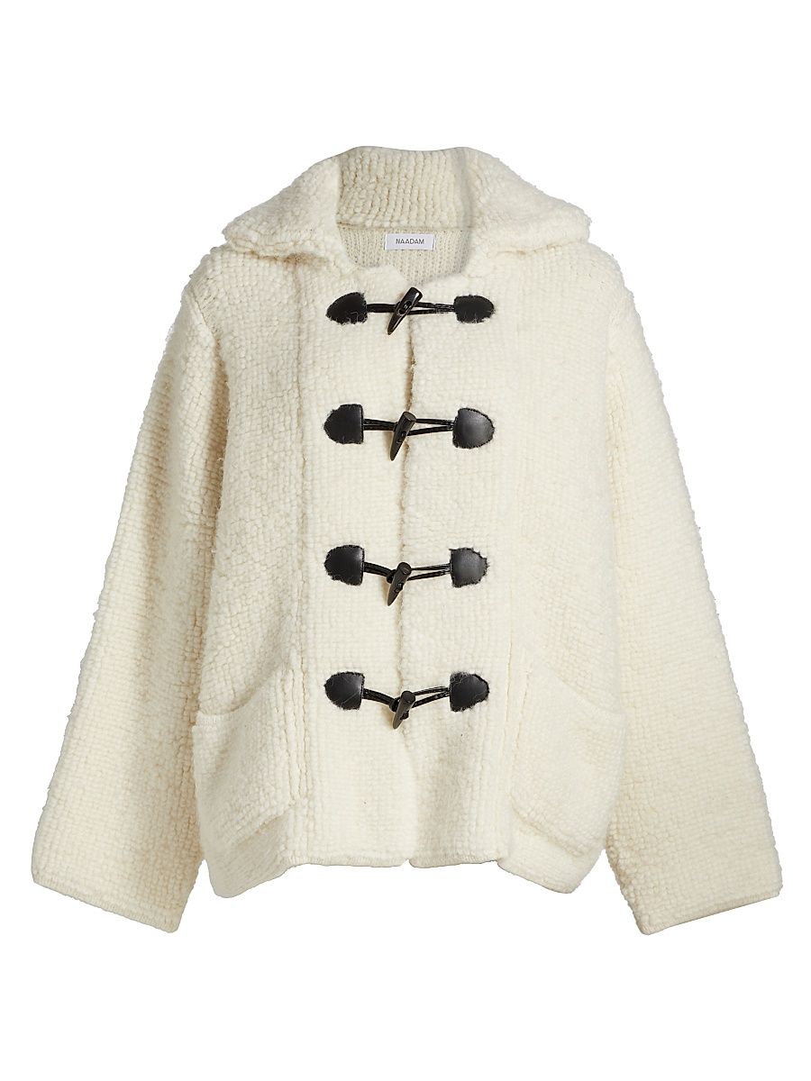 Women's Toggle Alpaca Wool-Blend Coat - White - Size Large
