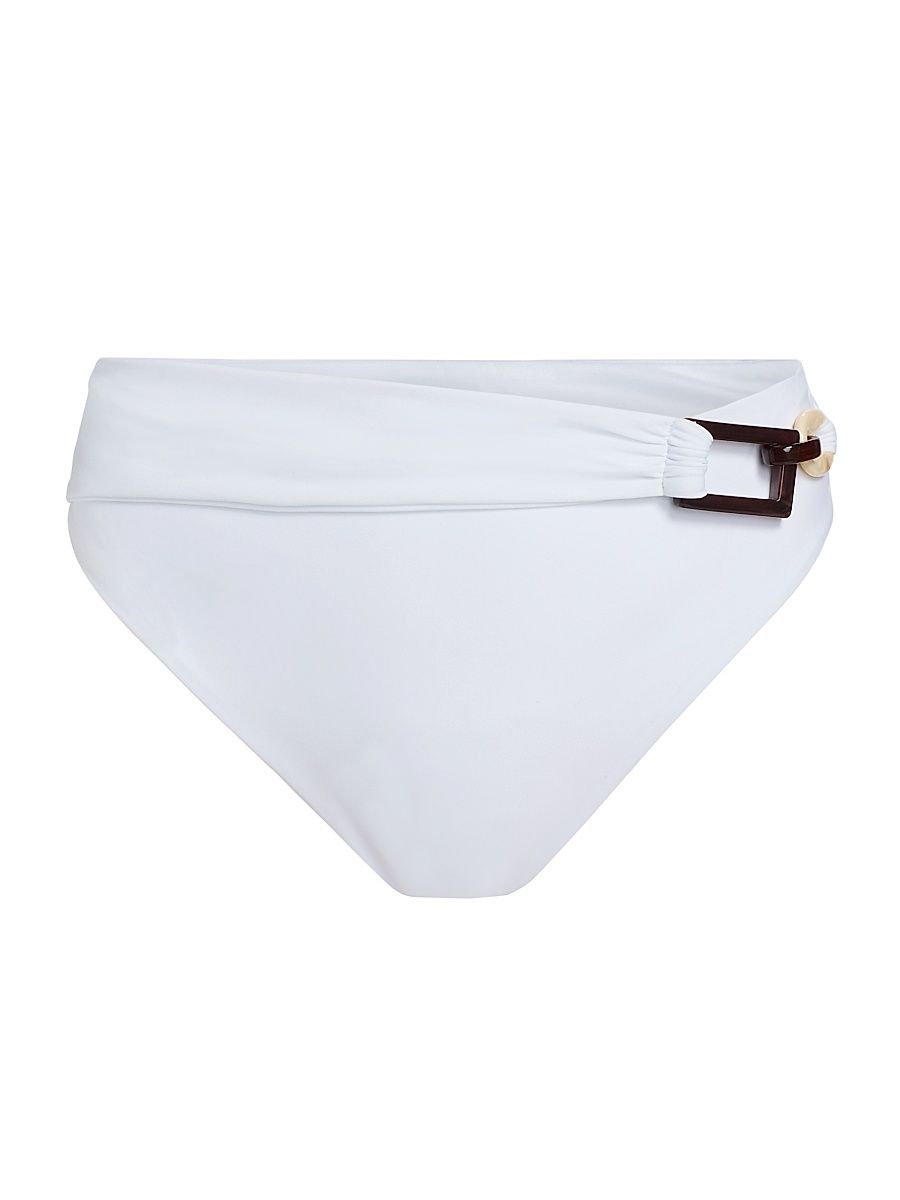 Women's Maxine Buckle-Detail Bikini Bottom - White - Size XL