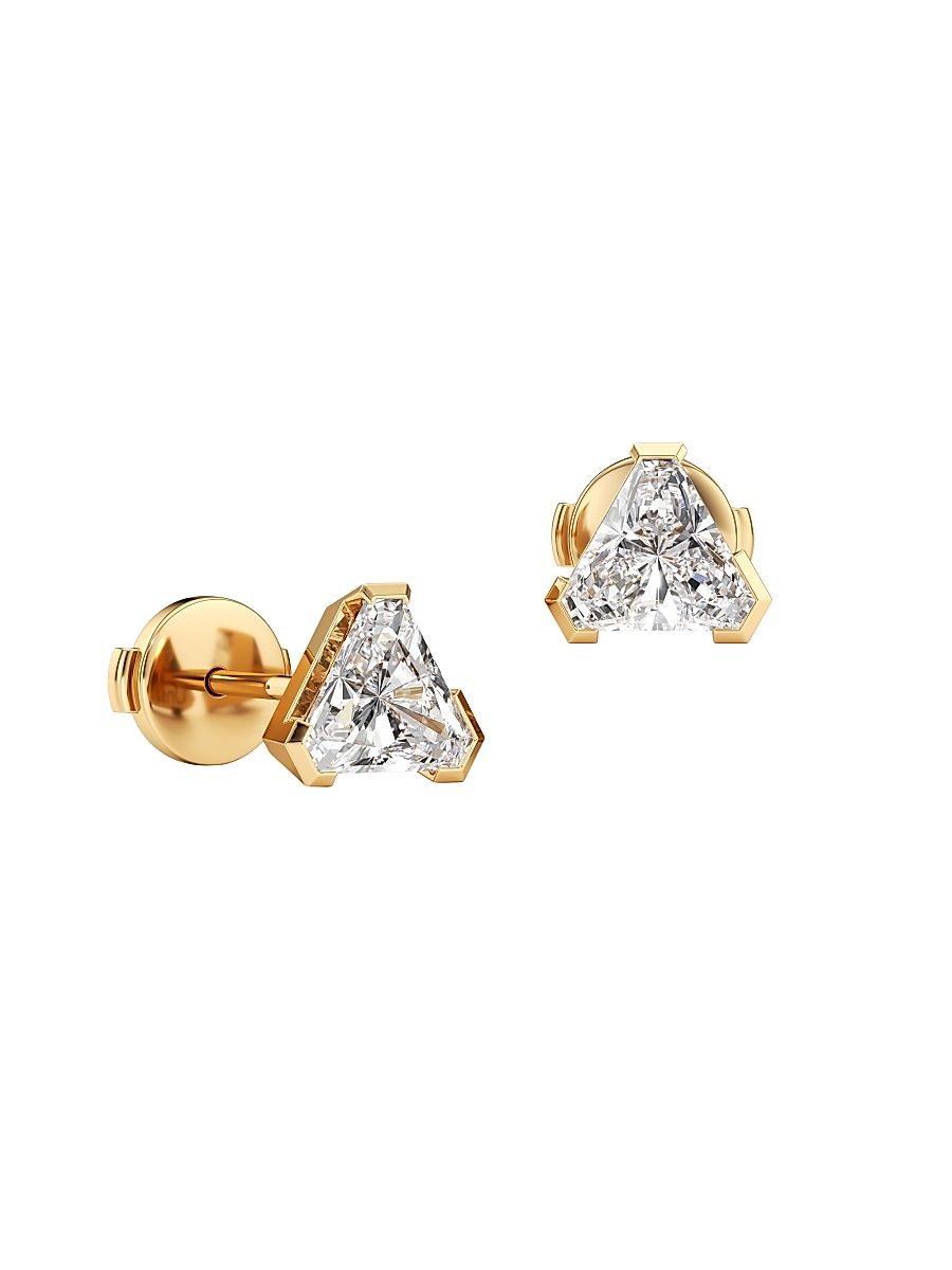 Women's Meta 18K Gold & 1.40 TCW Lab-Grown Diamond Trillion Stud Earrings - Yellow Gold