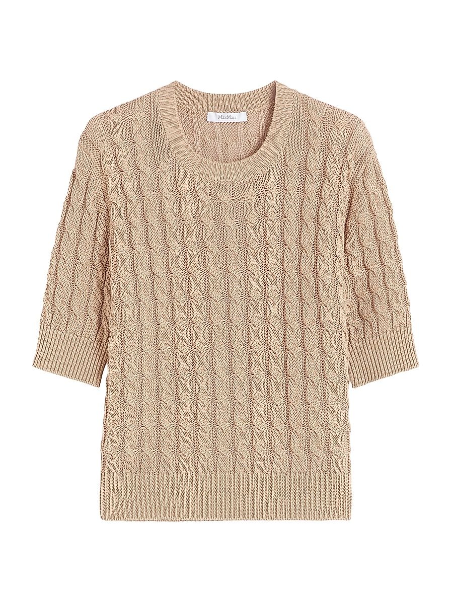 Women's Cable Knit Linen Sweater - Desert - Size XL