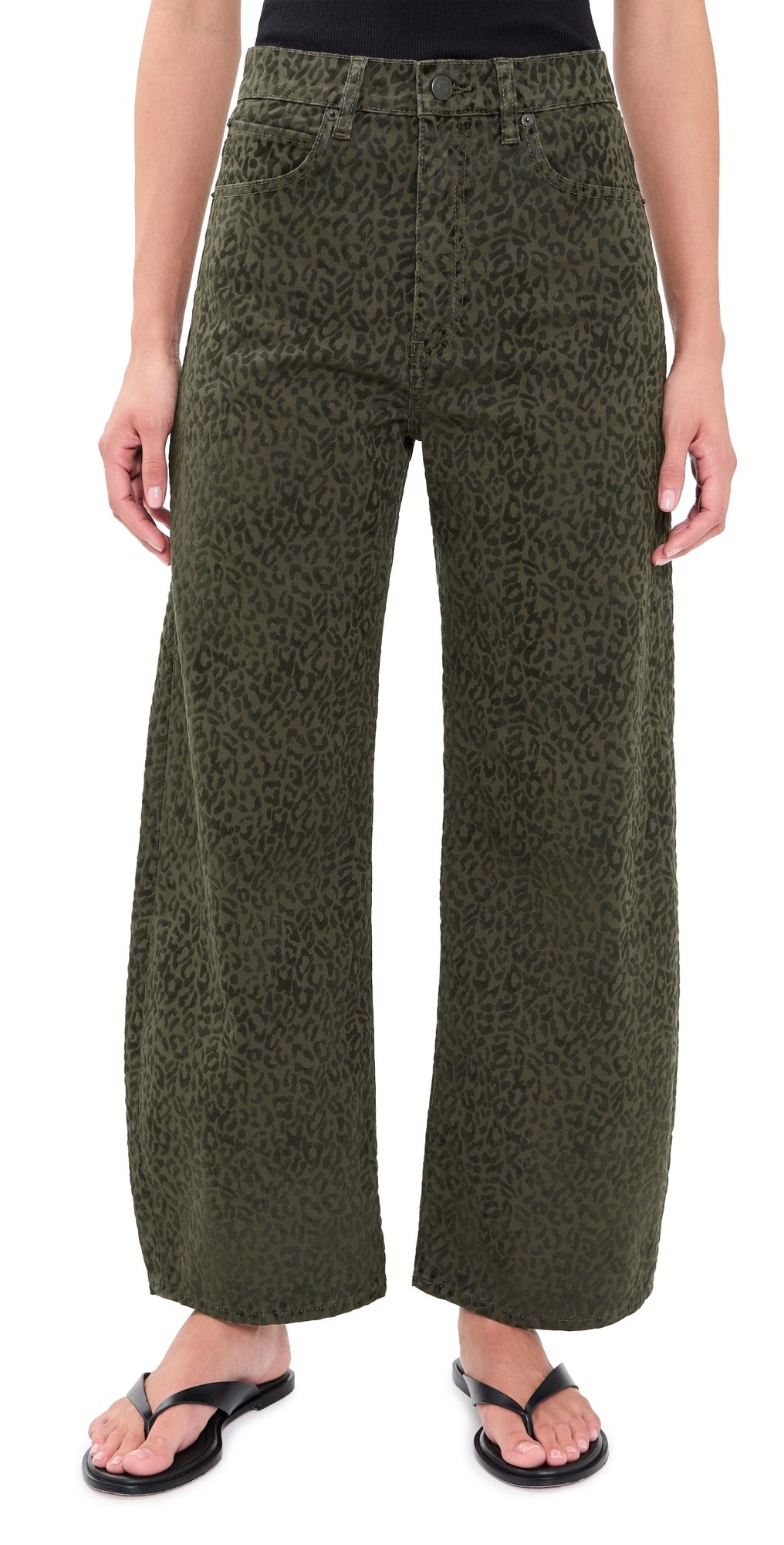 FRAME The Bow Crop Flocked Jeans Sandcat 32