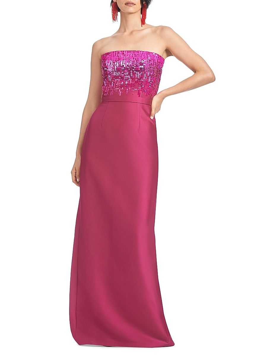 Women's Phaedra Sequined Strapless Column Gown - Rhodolite - Size 14