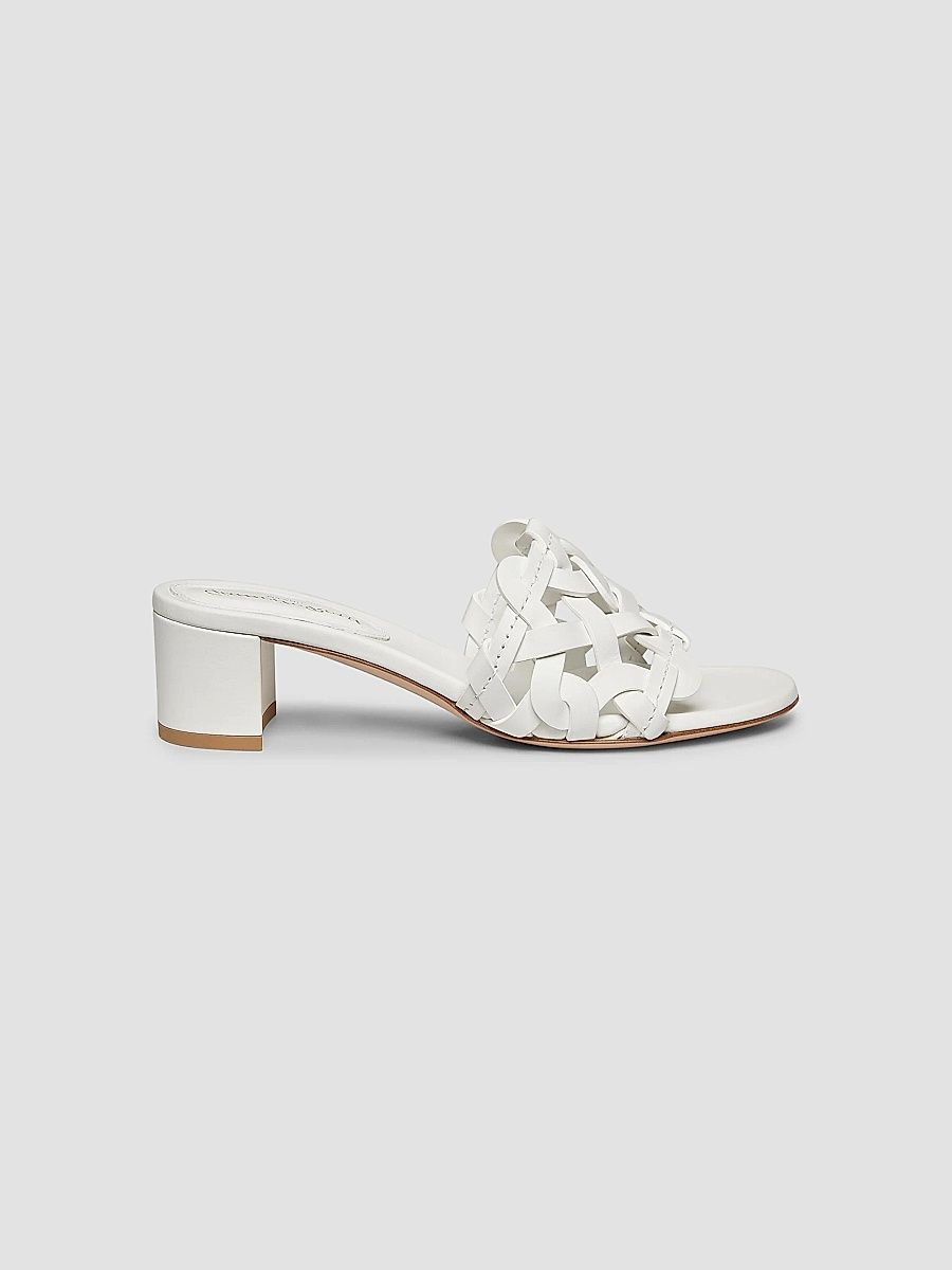 Gianvito Rossi Women's G10025 Leather Sandals - White - Size 8.5