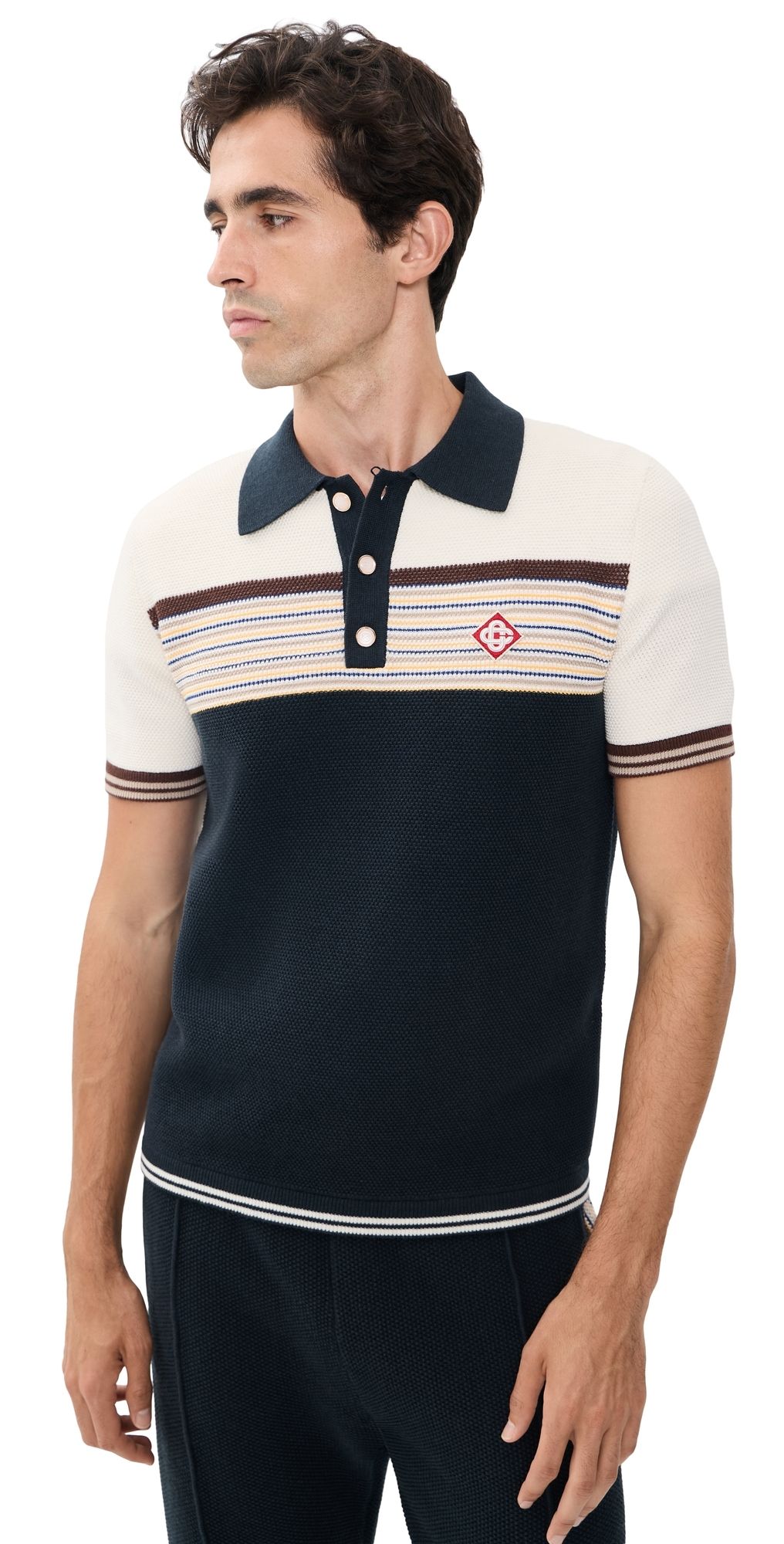 Casablanca Cafe Stripe Polo Shirt Multi S