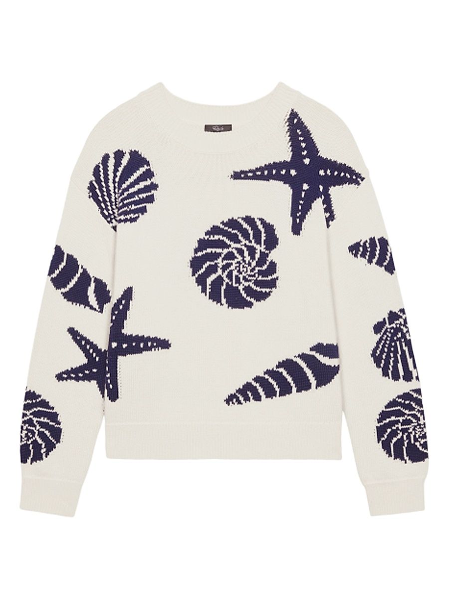 Women's Zoey Intarsia-Knit Crewneck Sweater - Seashells - Size XL