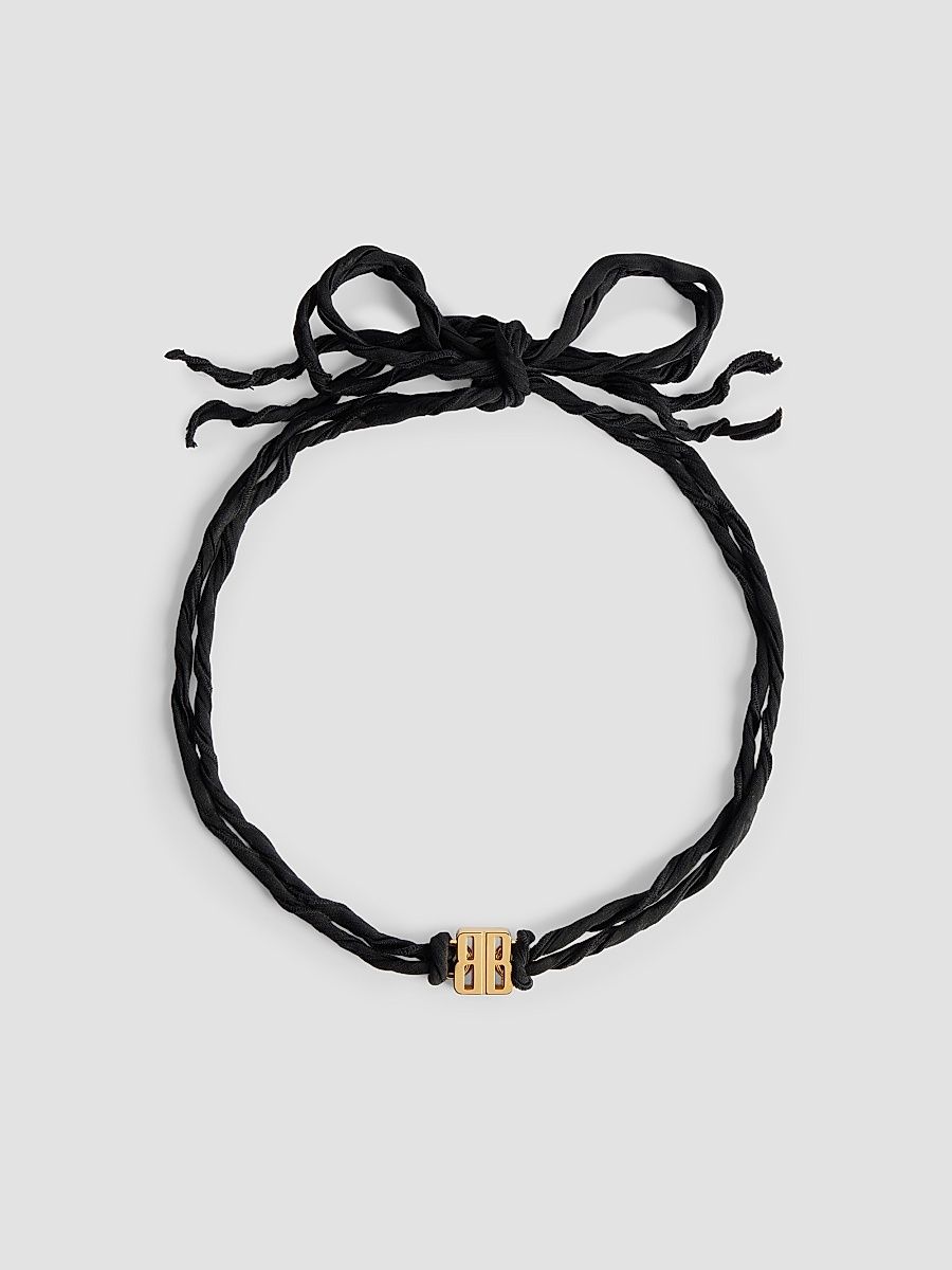 Balenciaga Women's Nano Ribbon BB Choker - Black Shiny Gold