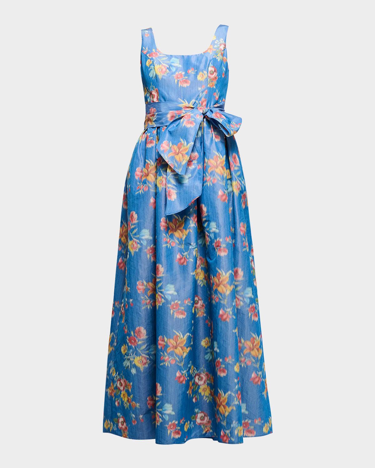 Wren Bow Floral-Print Midi Dress