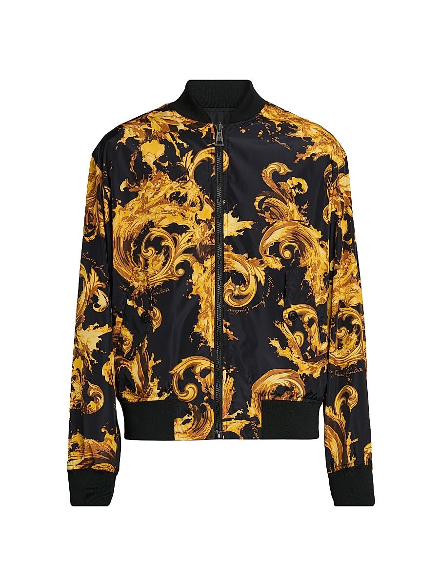 Men's Filigree Reversible Bomber Jacket - Black Gold - Size 44