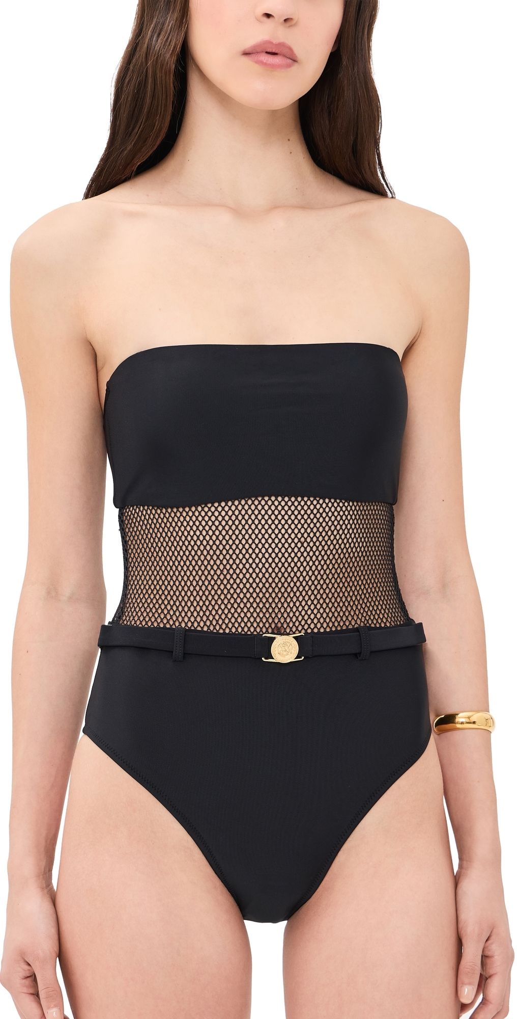 L'AGENCE Tory Mesh One-Piece Swimsuit Black M