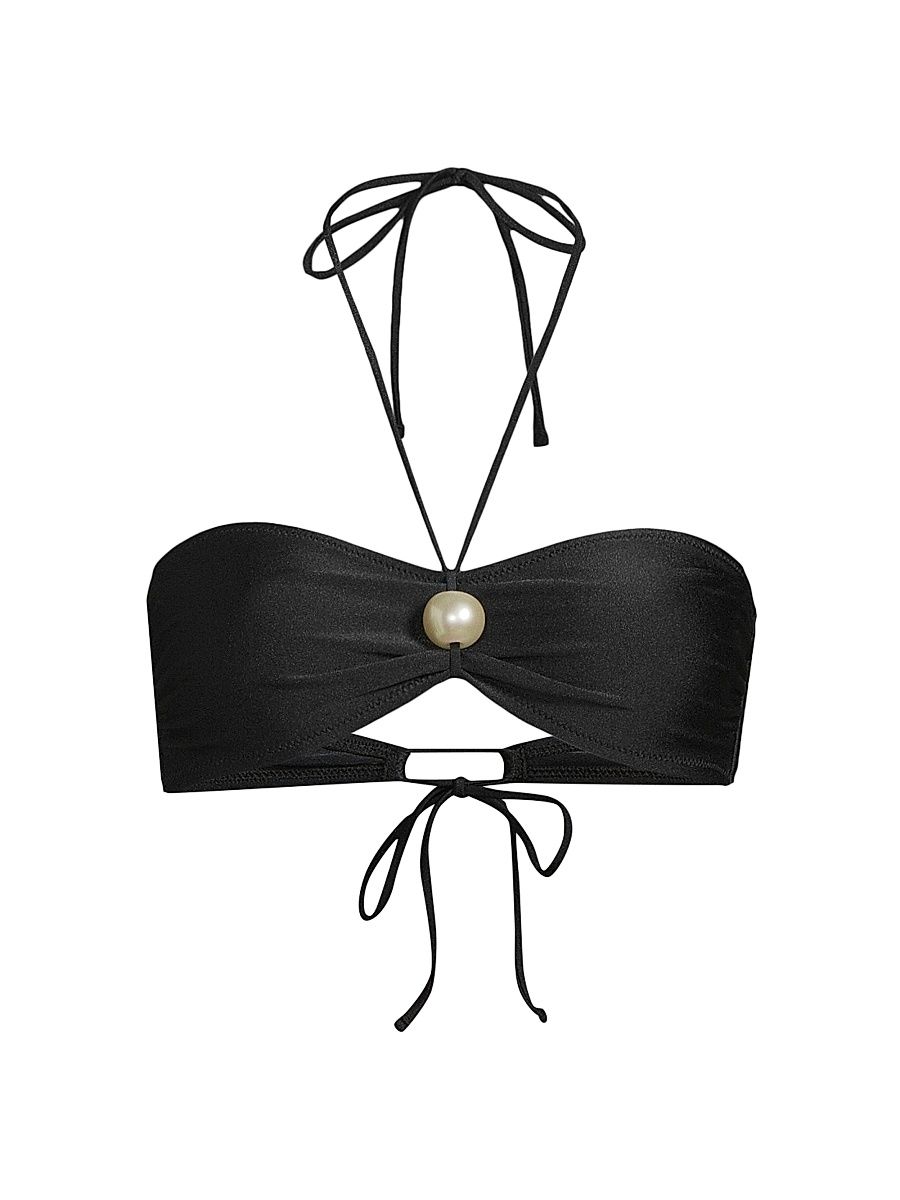 Women's Juno Halter Bikini Top - Black - Size Medium