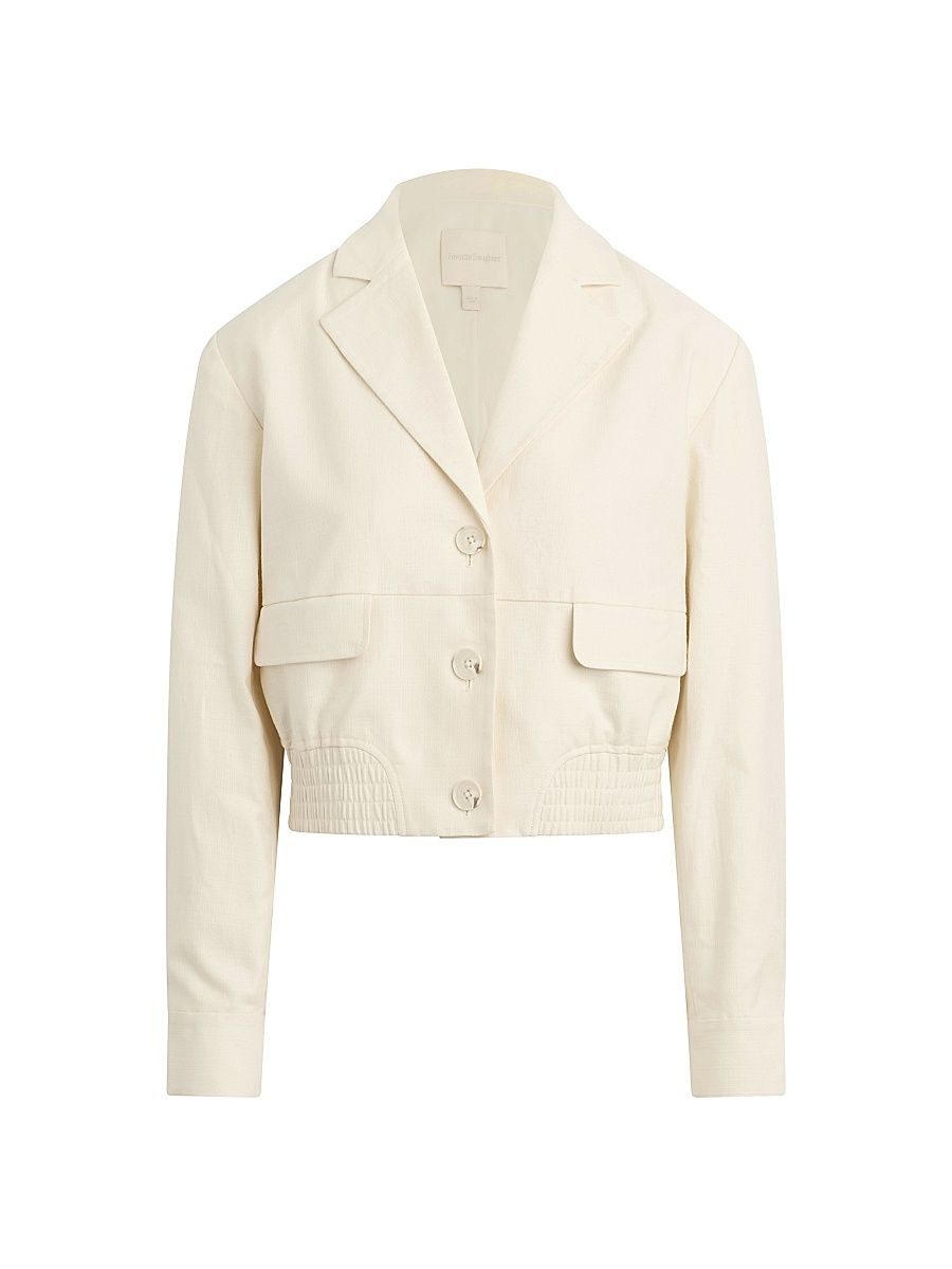 Women's The Farrah Cotton Notch Lapel Jacket - Cream - Size XL
