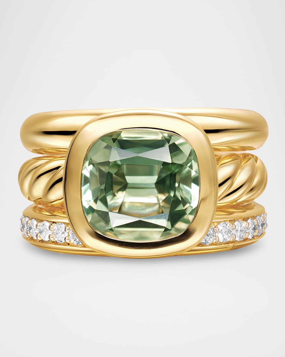 DY Mercer 3 Row Stone Ring with Diamonds in 18K Gold