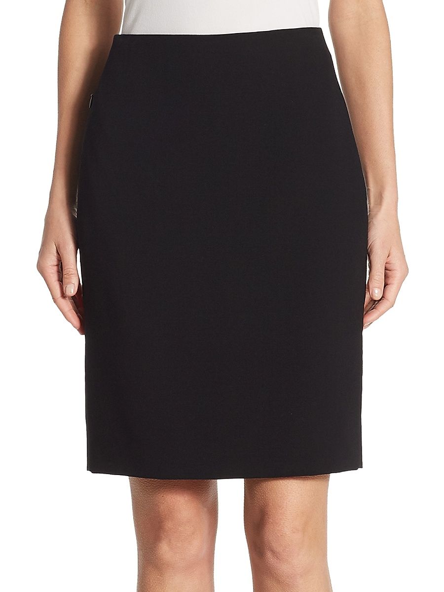 Women's Stretch-Wool Pencil Skirt - Black - Size 4