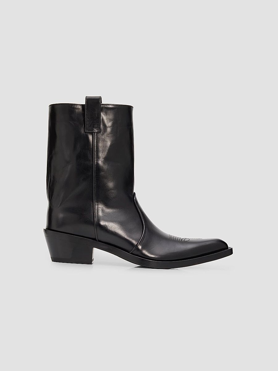 Khaite Women's Clive 35MM Leather Ankle Boots - Black - Size 12