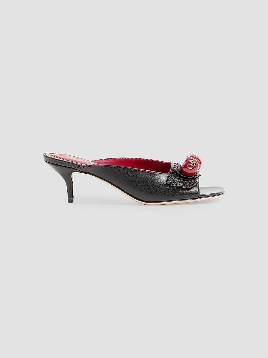 Women's Cherryfic Kidskin Slide 55MM Sandals - Black - Size 6
