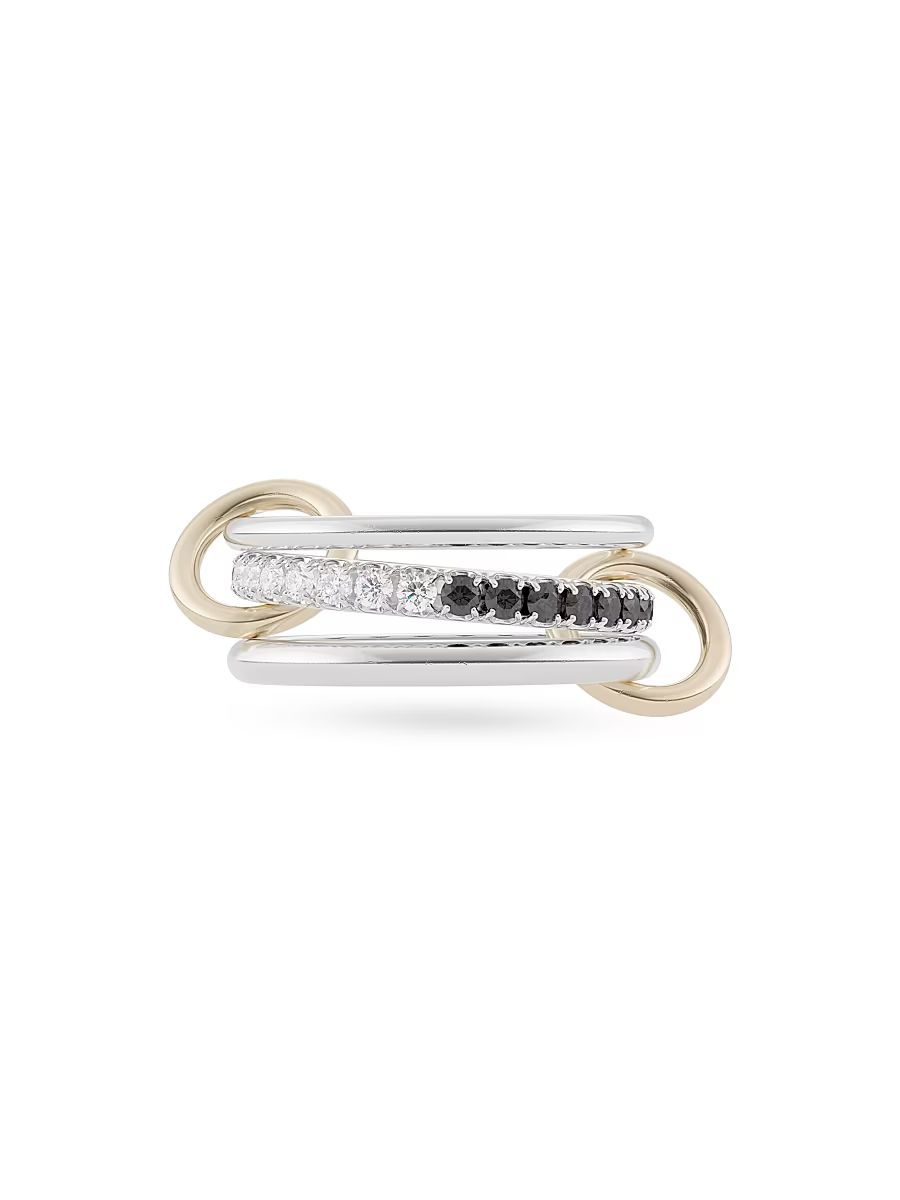 Women's Petunia Eclipse Sterling Silver, 18K Yellow Gold & 1.20 TCW Diamond Triple-Band Ring - Silver Gold - Size 8