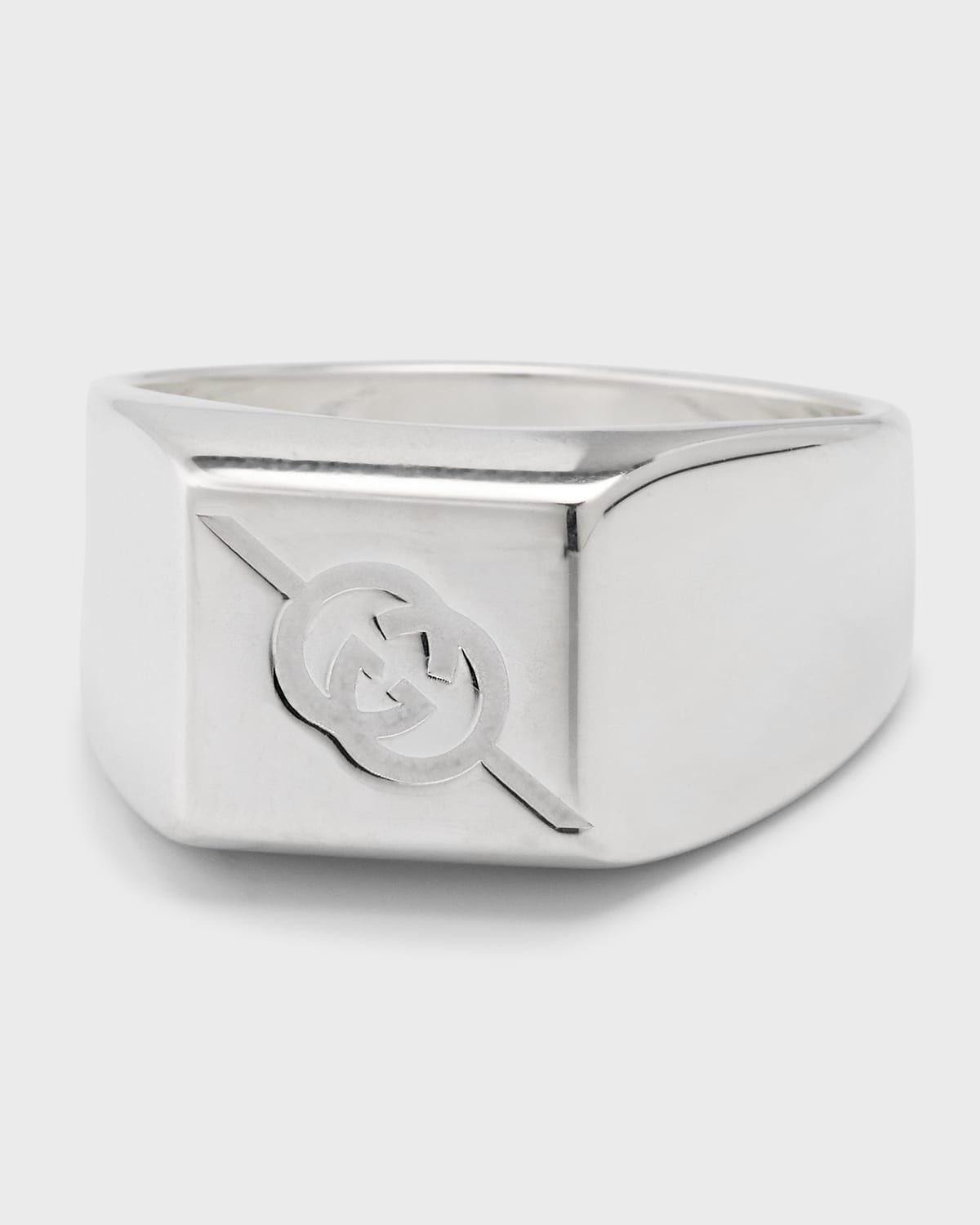 Men & apos;s Gucci Tag RIng Chevalier, 19mm Silver