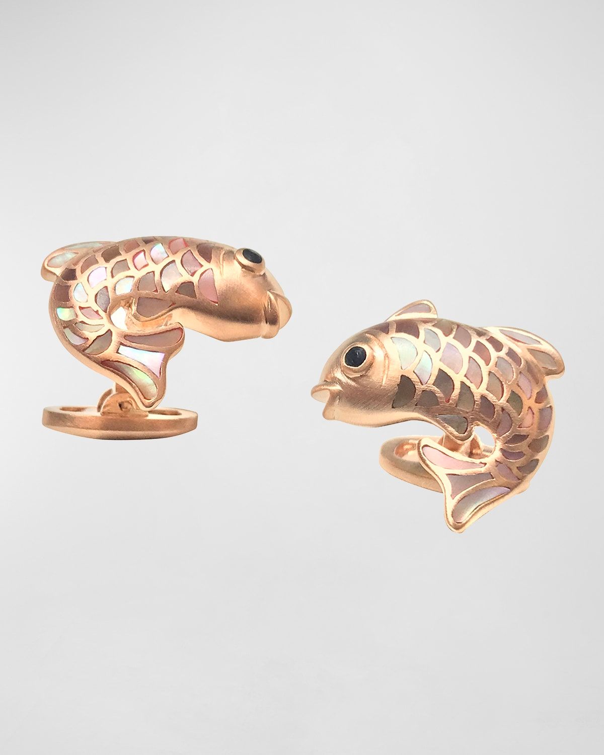 Mother-of-Pearl Fish Cuff Links, Taupe