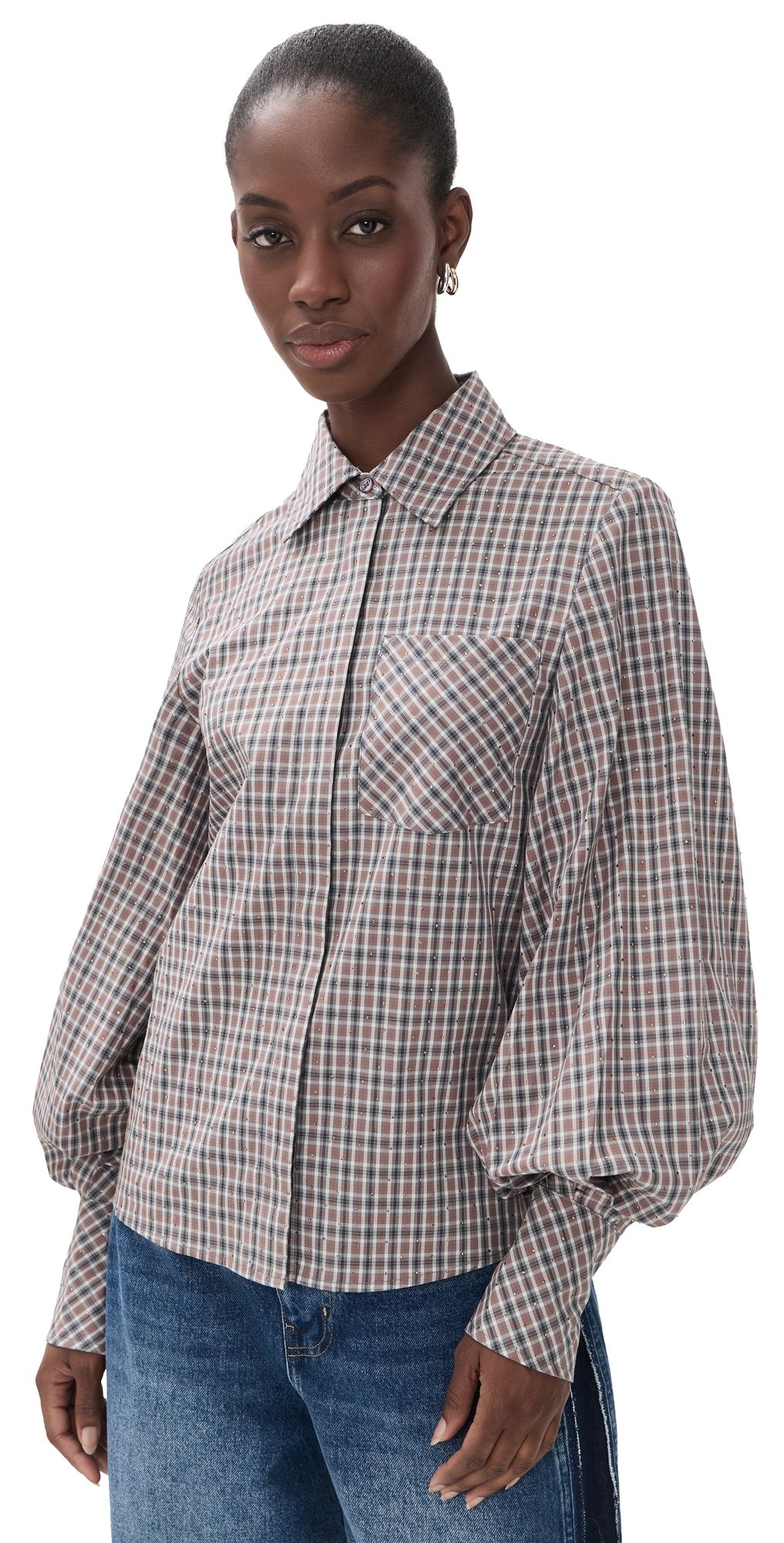ESSENTIEL ANTWERP Kalmia Voluminous Sleeve Shirt Combo3 Steel Pulse 32