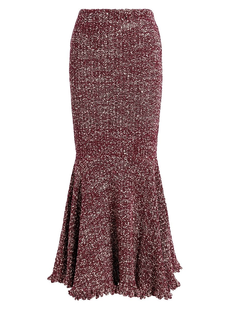 Women's Colette Popcorn-Stitch Cotton-Linen Mermaid Midi-Skirt - Wine Multi - Size Large