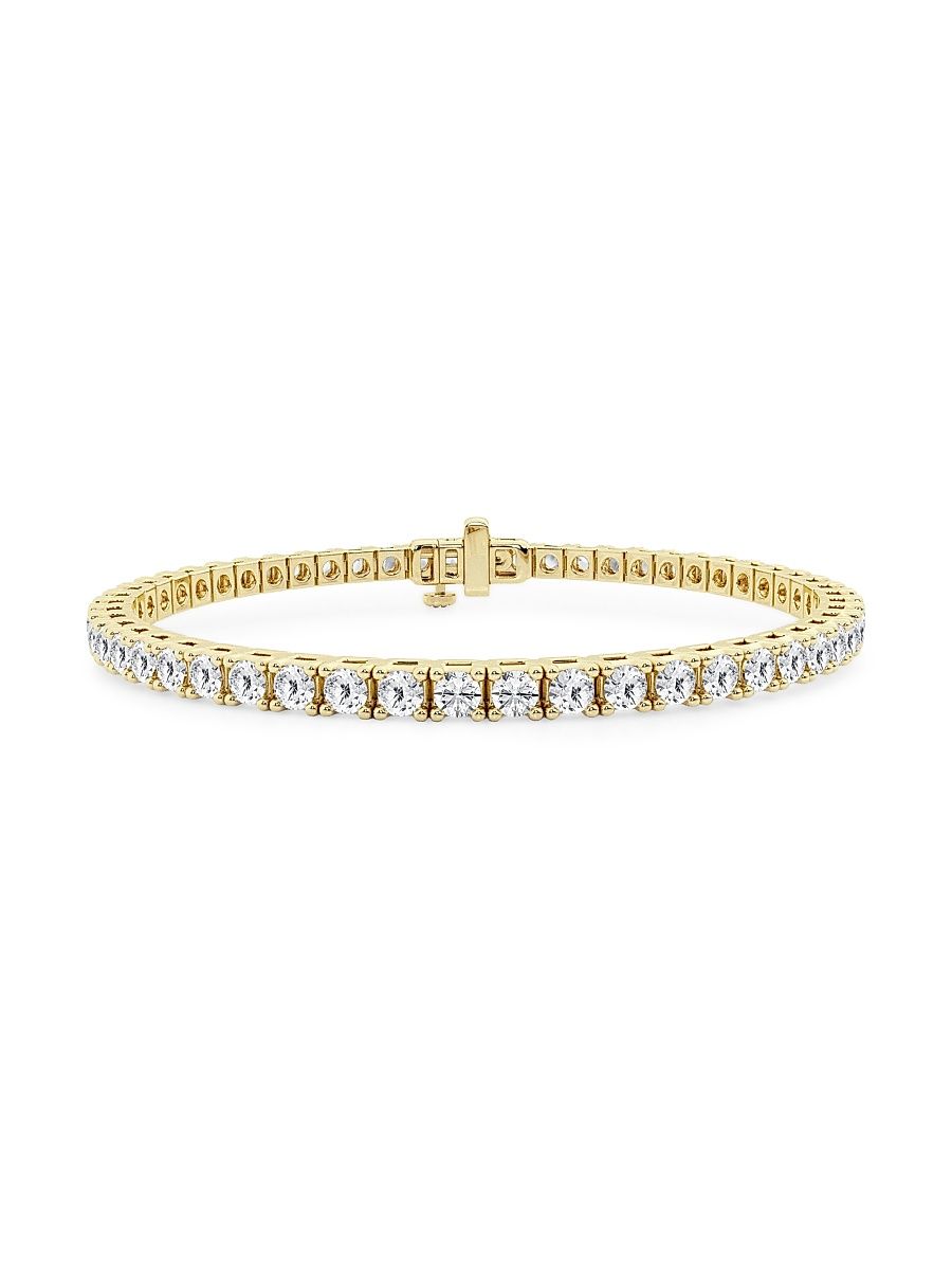 Women's 14K Yellow Gold & Round Lab-Grown Diamond 4-Prong Tennis Bracelet/5.00-20.00 TCW - 5 Tcw - Size 7