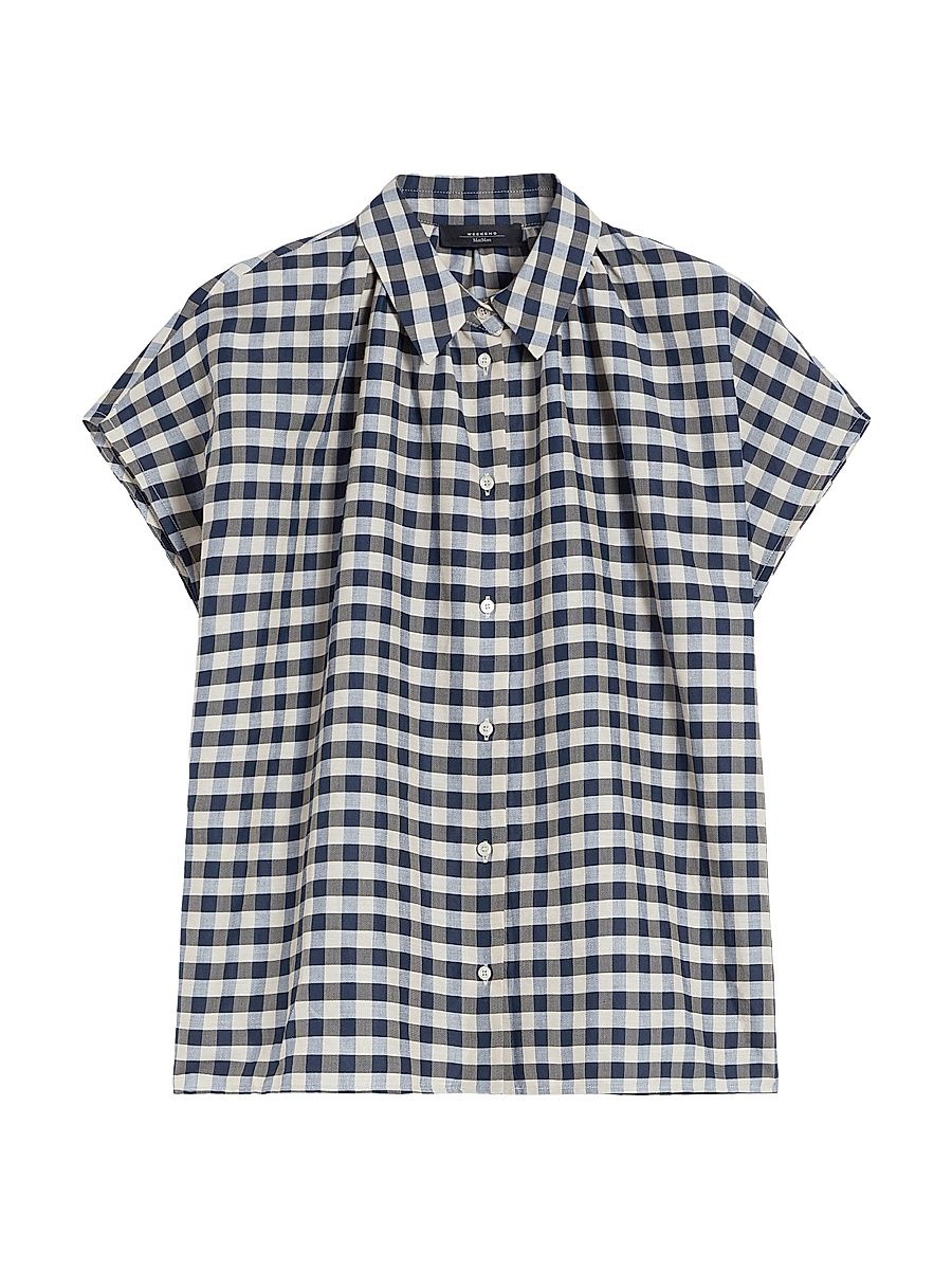 Women's Cotton and Ramie Batavia Shirt - Navy - Size 16