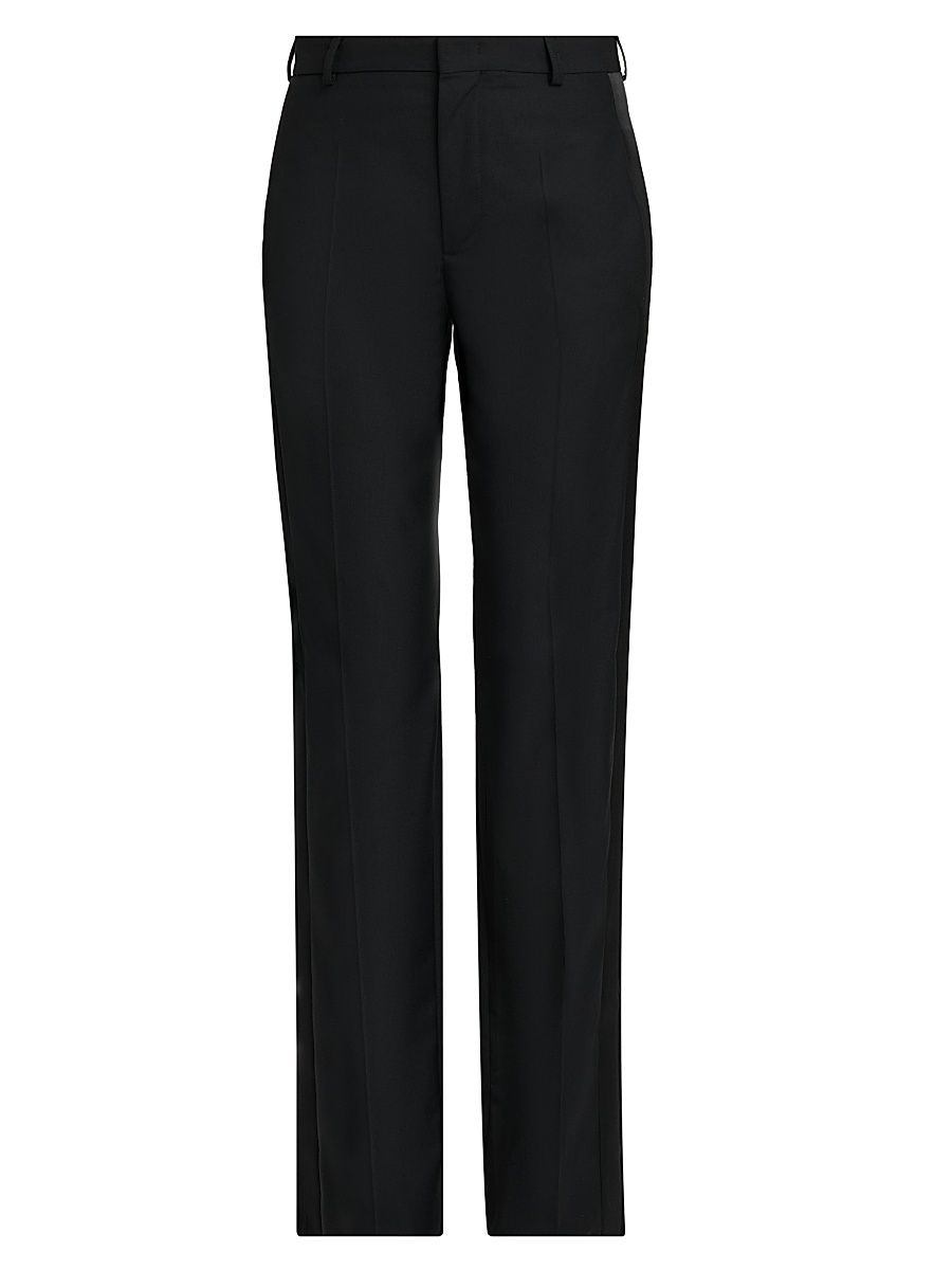 Women's Crease-Front Wool Trousers - Multi Black - Size 14