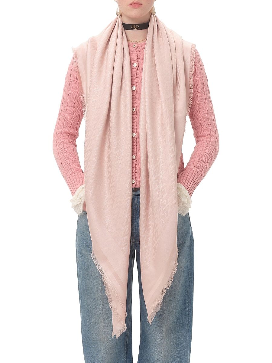 Women's Toute La V Wool and Silk Shawl - Rose Mist