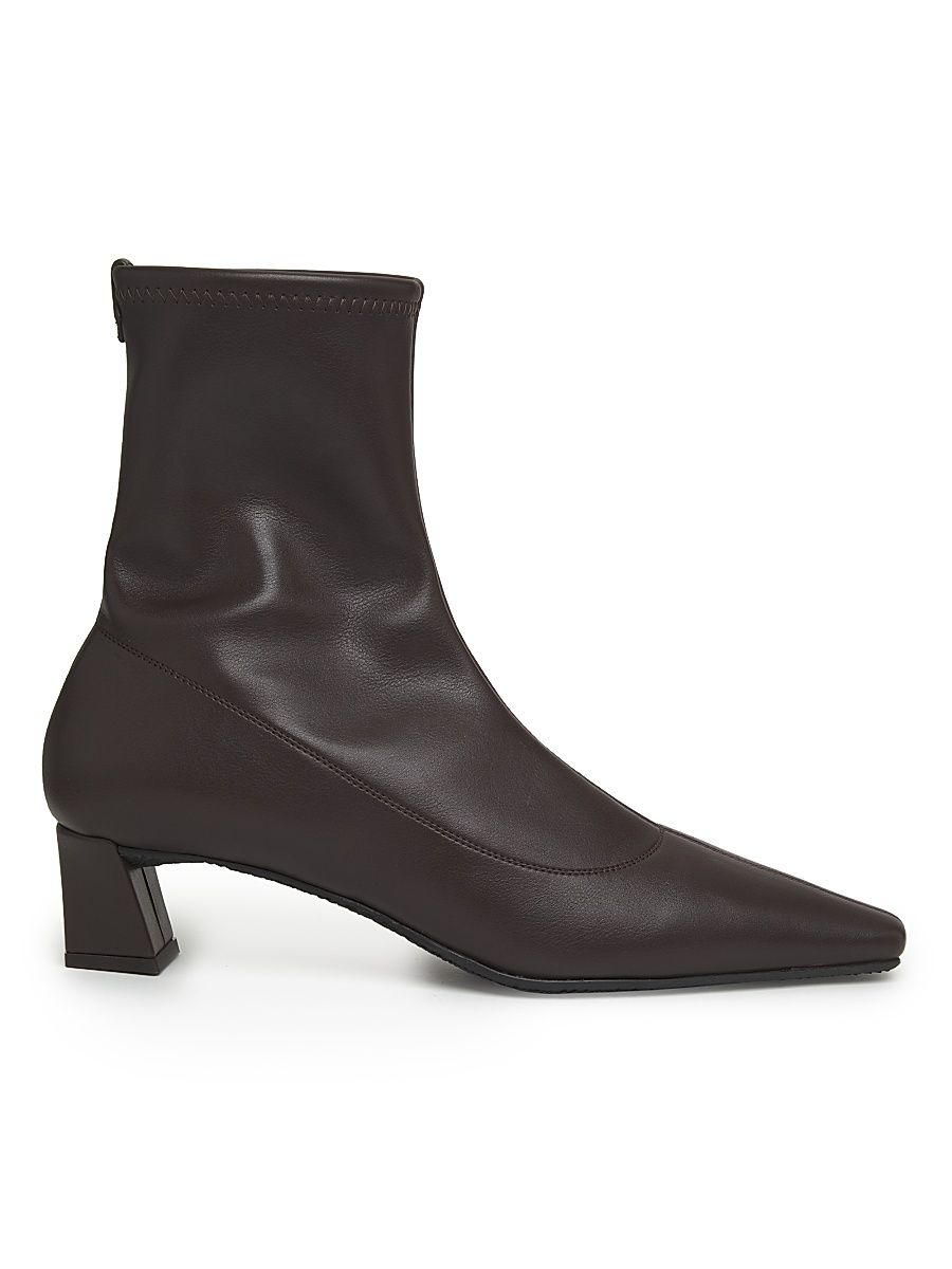 Women's 40MM Stretch Leather Square-Toe Ankle Boots - Moro - Size 12