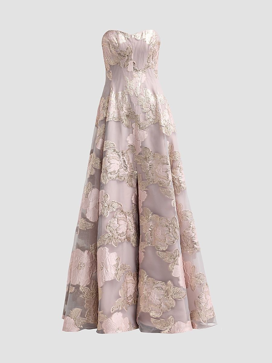 Women's Floral Fil Coupe Sweetheart Ball Gown - Pink Slate - Size 16