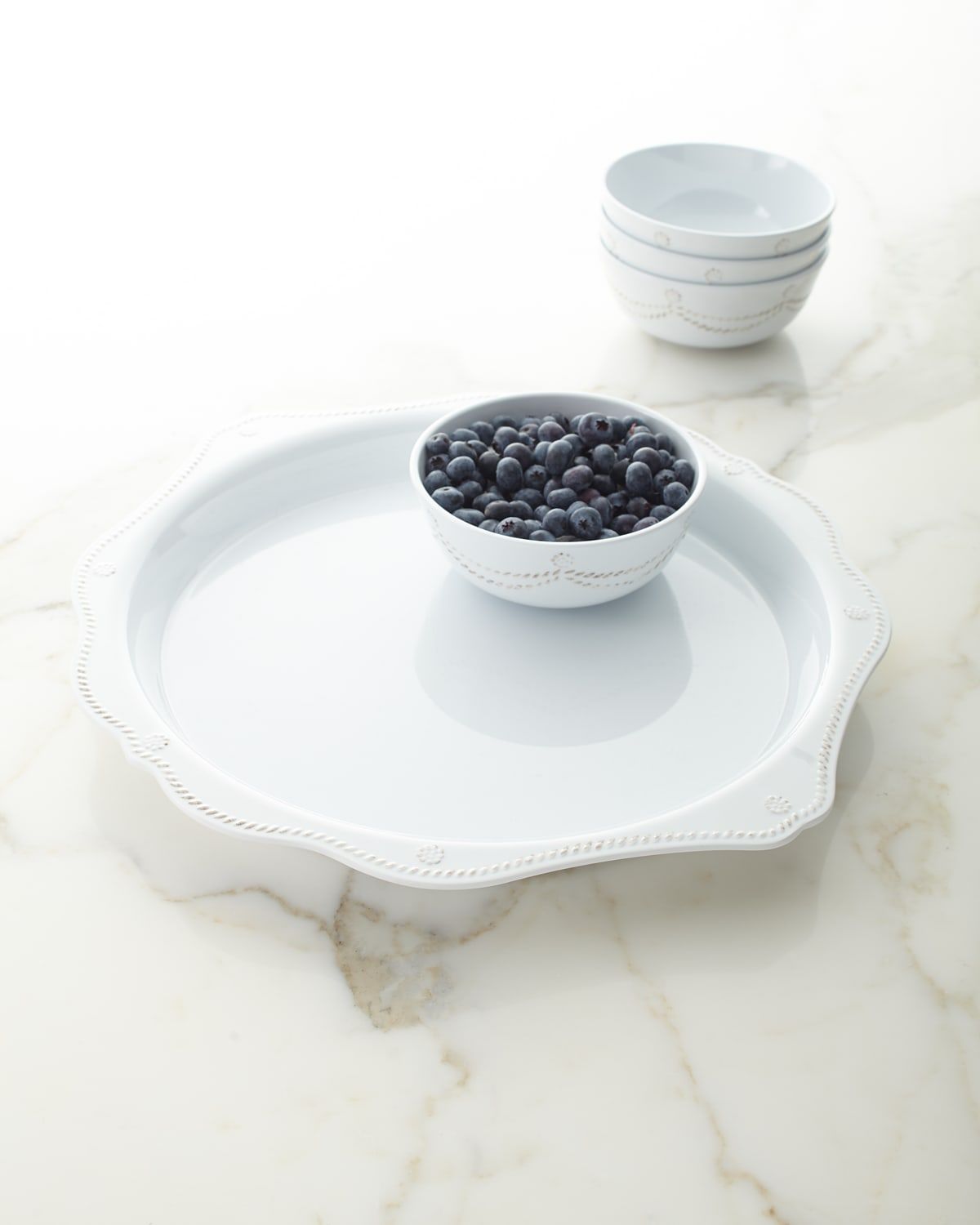 Berry & Thread Melamine 17" Round Platter - Whitewash