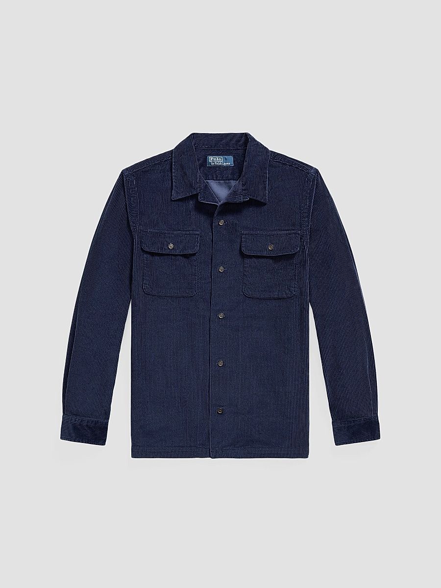 Men's Classic-Fit Corduroy Camp Shirt - Newport Navy - Size XXL