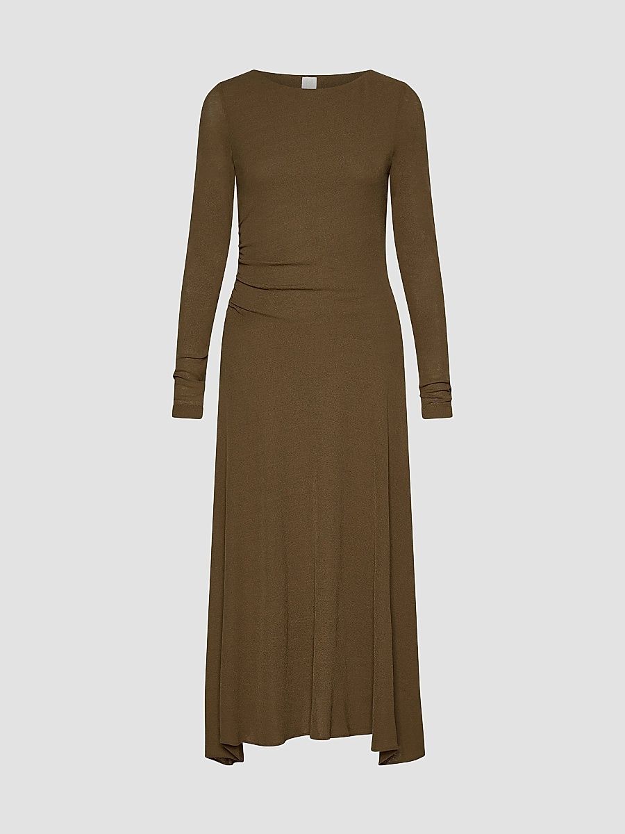 Women's Jersey Tulle Dress - Oil Green - Size XS