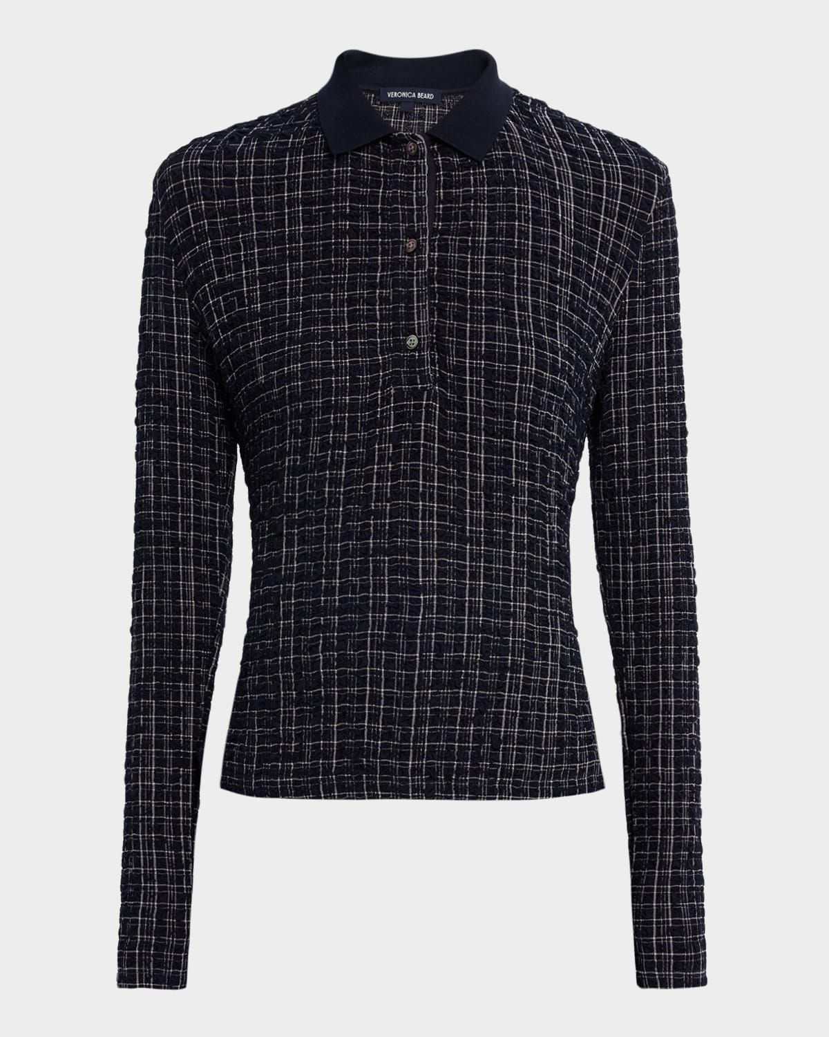 Benedetta Long-Sleeve Textured Plaid Top