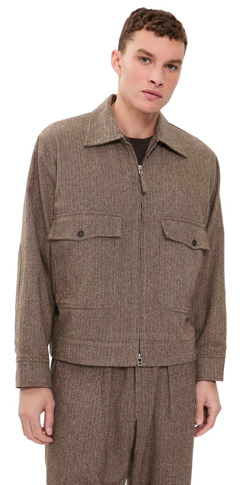Universal Works Herringbone Jacket Brown M
