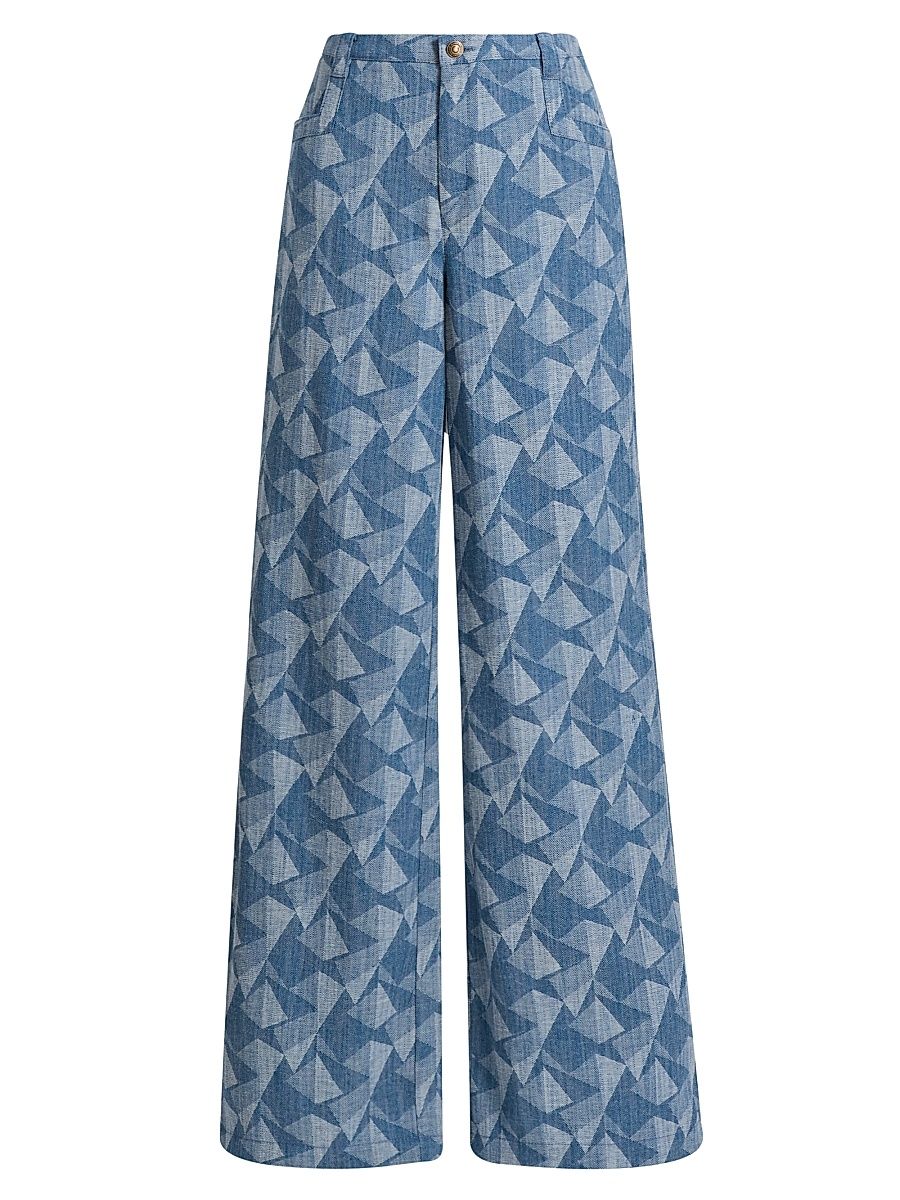 Women's Leo Geometric Wide-Leg Jeans - Geo Denim - Size 12