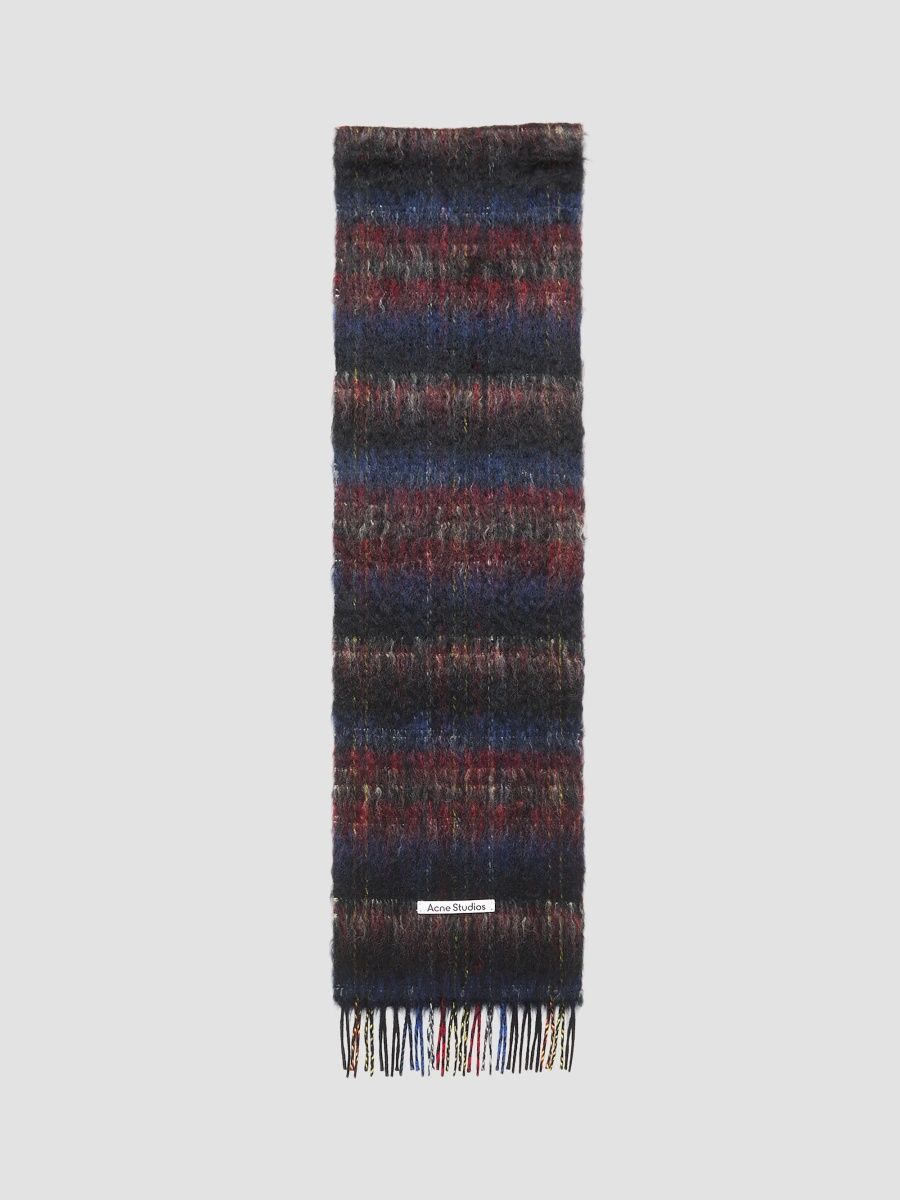 Acne Studios Men's Vibot Plaid Mohair-Wool-Blend Fringe Scarf - Black Red